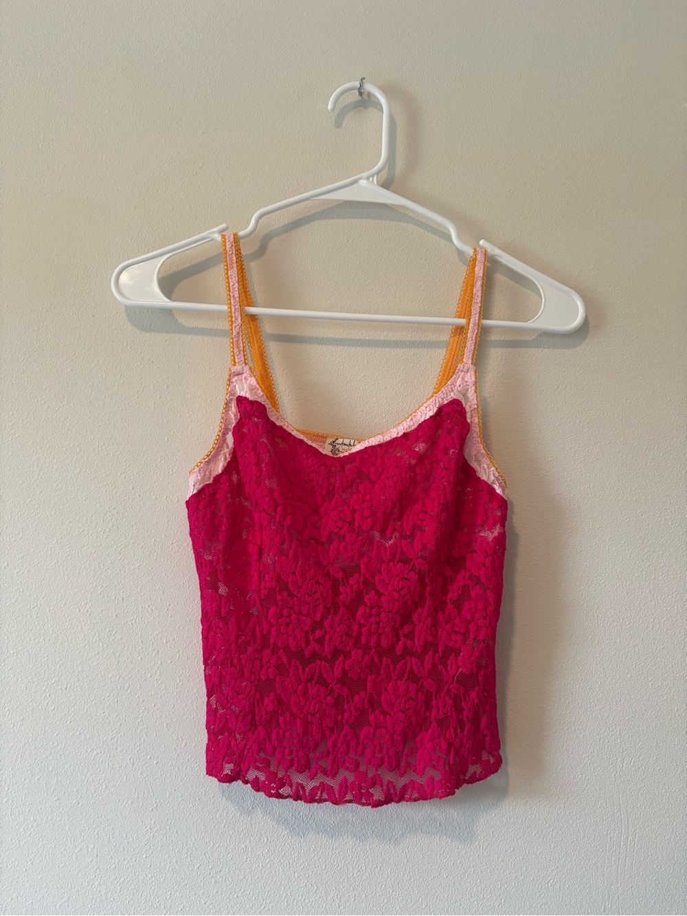 Free People Fuchsia Lace Cami with Orange Straps